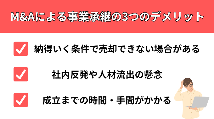 M&Aによる事業承継の3つのデメリット