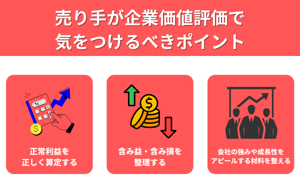 売り手が企業価値評価で気をつけるべきポイントが分かる画像