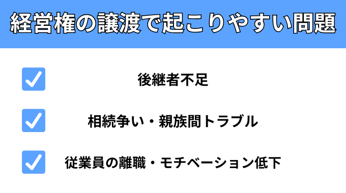 経営権の譲渡で起こりやすい問題が分かる画像
