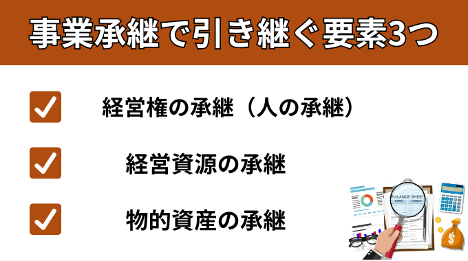 事業承継で引き継ぐ要素3つ