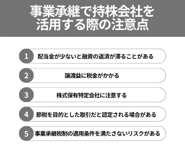 事業承継で持株会社を活用する際の注意点が分かる画像
