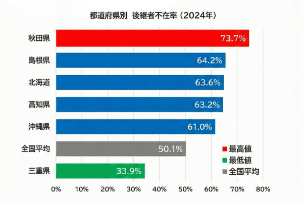 都道府県別 後継者不在率