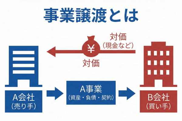 事業譲渡とは「事業の一部または全部を渡す」こと
