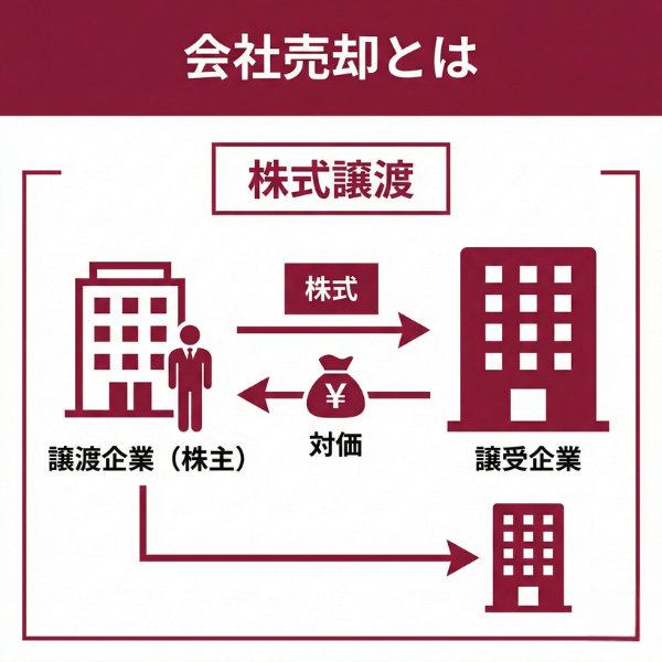 会社売却とは「会社の株式を譲渡して経営権を移すこと」