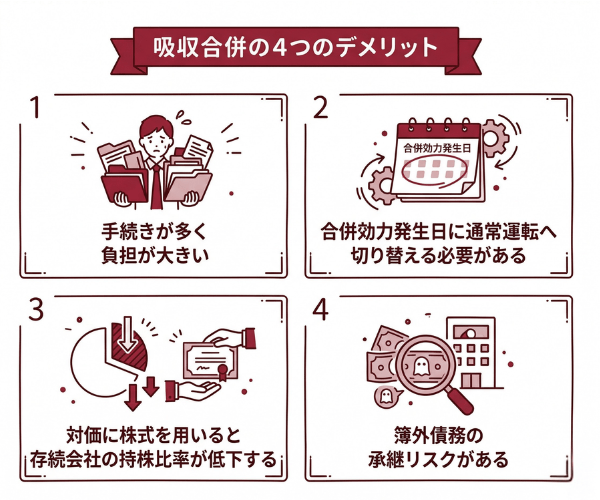 吸収合併の4つのデメリット