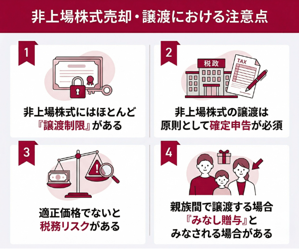 非上場株式売却・譲渡における注意点