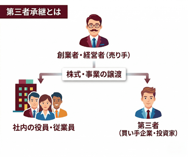 第三者承継とは「外部の第三者に会社や事業を引き継ぐこと」