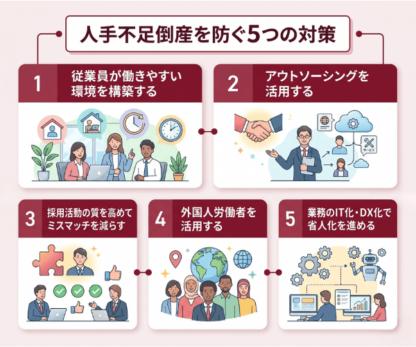 人手不足倒産を防ぐ5つの対策