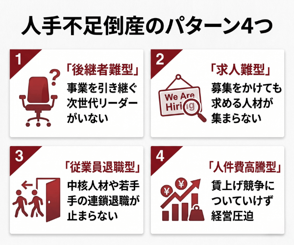 人手不足倒産のパターン4つ