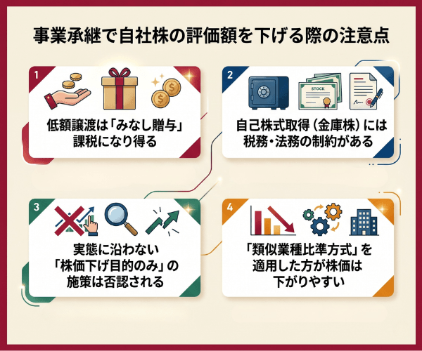 事業承継で自社株の評価額を下げる際の注意点