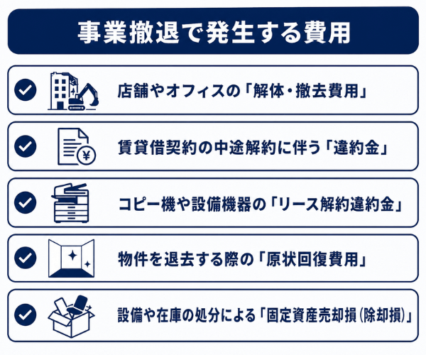 事業撤退で発生する費用