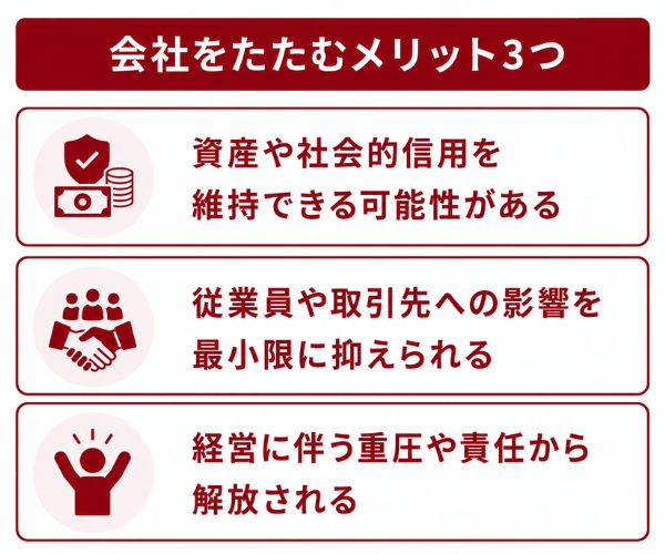 会社をたたむメリット3つ